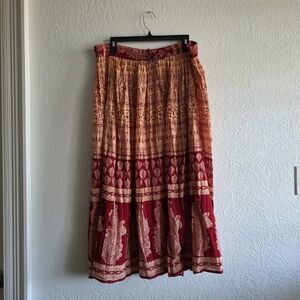 Funky People Red and Beige Maxi Skirt